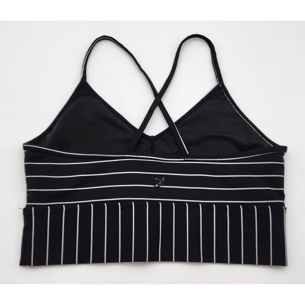 Glyder Striped Activewear Set Womens Large Black White Crossback Yoga EXC - Picture 6 of 16